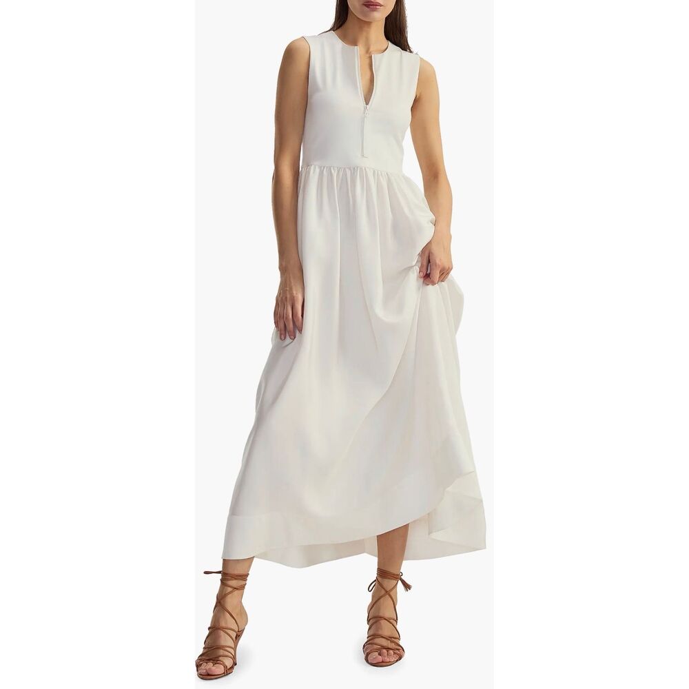 Cynthia Rowley Stretch Silk Zip-Front Maxi Dress NWT Size XS